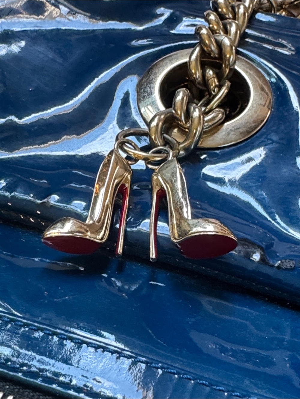HTF Christian Louboutin Cyclope Patent Leather Chain Tote Bag - Picture 6 of 16